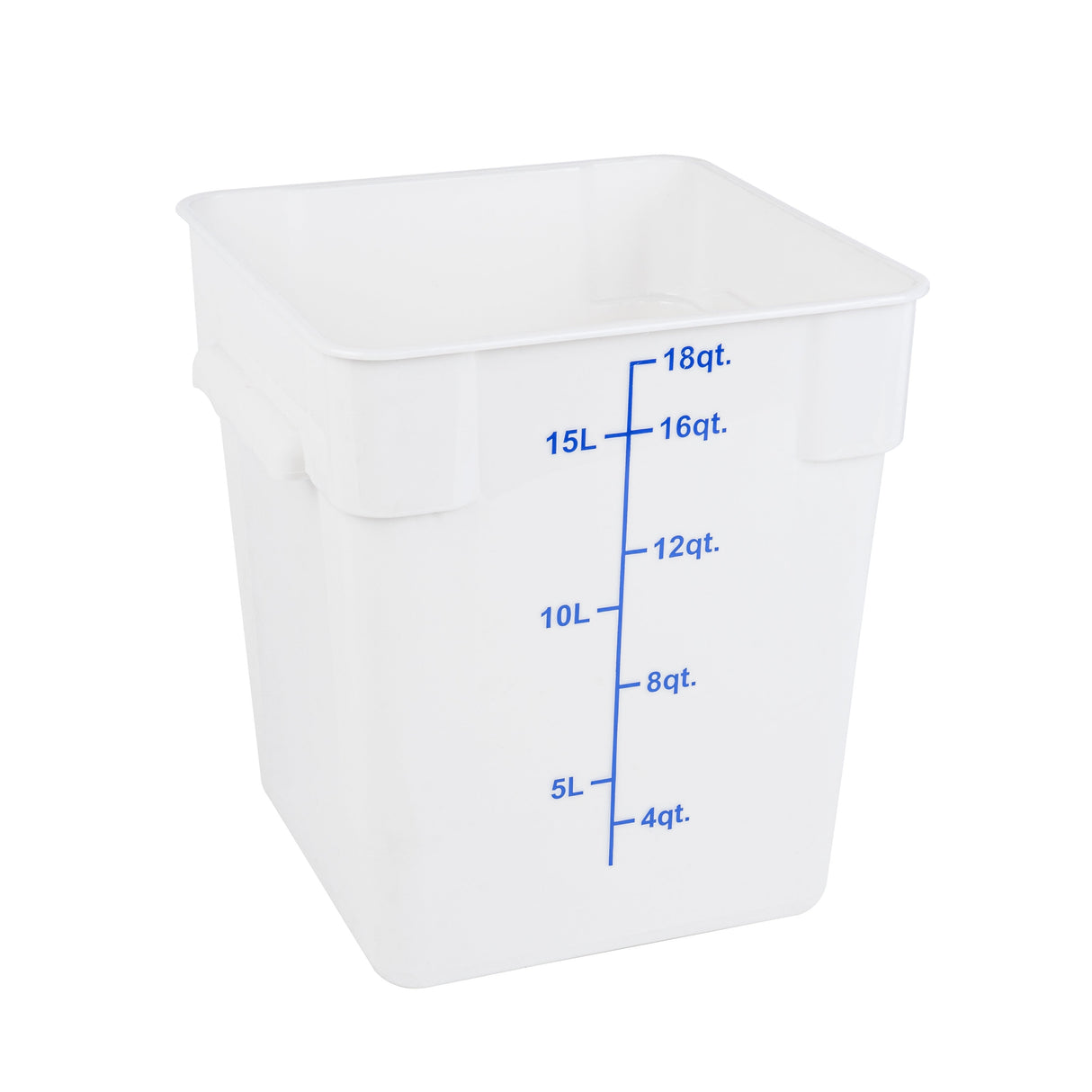 Containers, Food Storage, Met Lux 18 Quart, Square, White, 11 x 11 x 12.50 Inch, with Blue Volume Markers,1 - 1 EACH