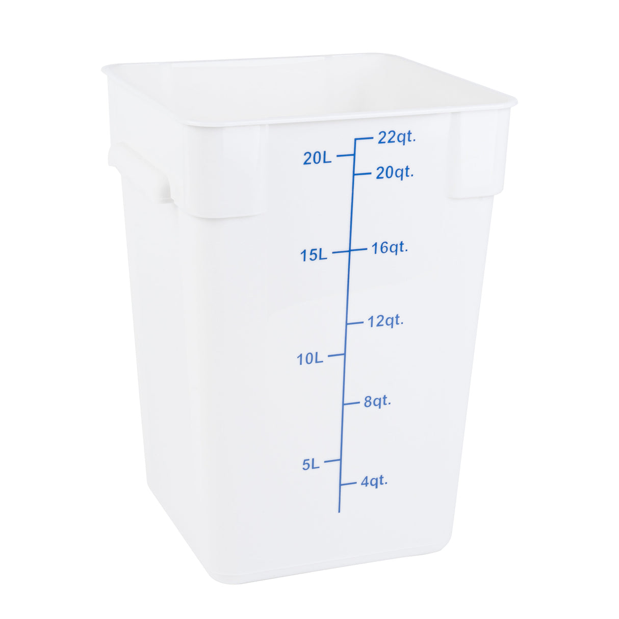 Containers, Food Storage, Met Lux 22 Quart, Square, White, 11 x 11 x 15.50 Inch, with Blue Volume Markers,1 - 1 EACH