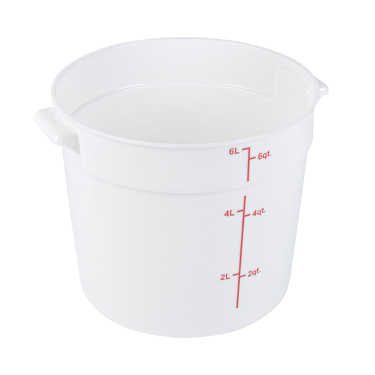 Containers, Food Storage, Met Lux 6 Quart, Round, White, 8.75 x 8.75 x 7.75 Inch, with Red Volume Markers,1 - 1 EACH