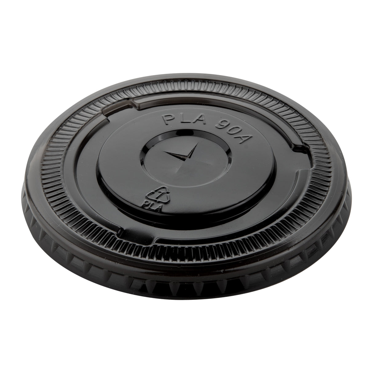 Lids, Flat, Zero Waste, Plastic, Black, 3.50 x 3.50 x 0.25 Inch, Round, for 12/16/24 Ounce Cups, PLA,100 - 1 EACH