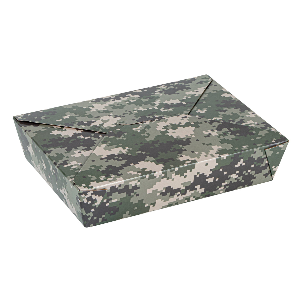 Containers, Take-Out, Bio Tek 49 Ounce, Paper, Camouflage, 8.50 x 6.25 x 2 Inch, Rectangular, #2,4 - 50 COUNT