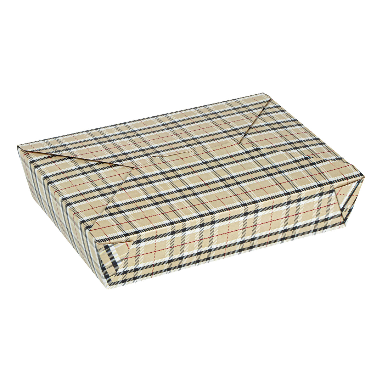 Containers, Take-Out, Bio Tek 49 Ounce, Paper, Plaid, 8.50 x 6.25 x 2 Inch, Rectangular, #2,4 - 50 COUNT
