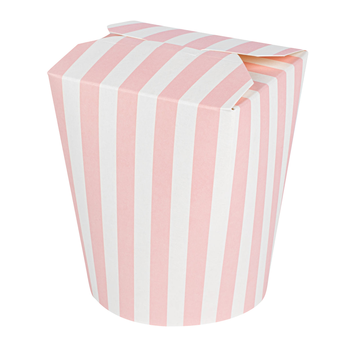 Containers, Take-Out Noodle, Bio Tek 16 Ounce, Paper, Pink & White Stripe, 3.25 x 3 x 4 Inch, Round,4 - 50 COUNT