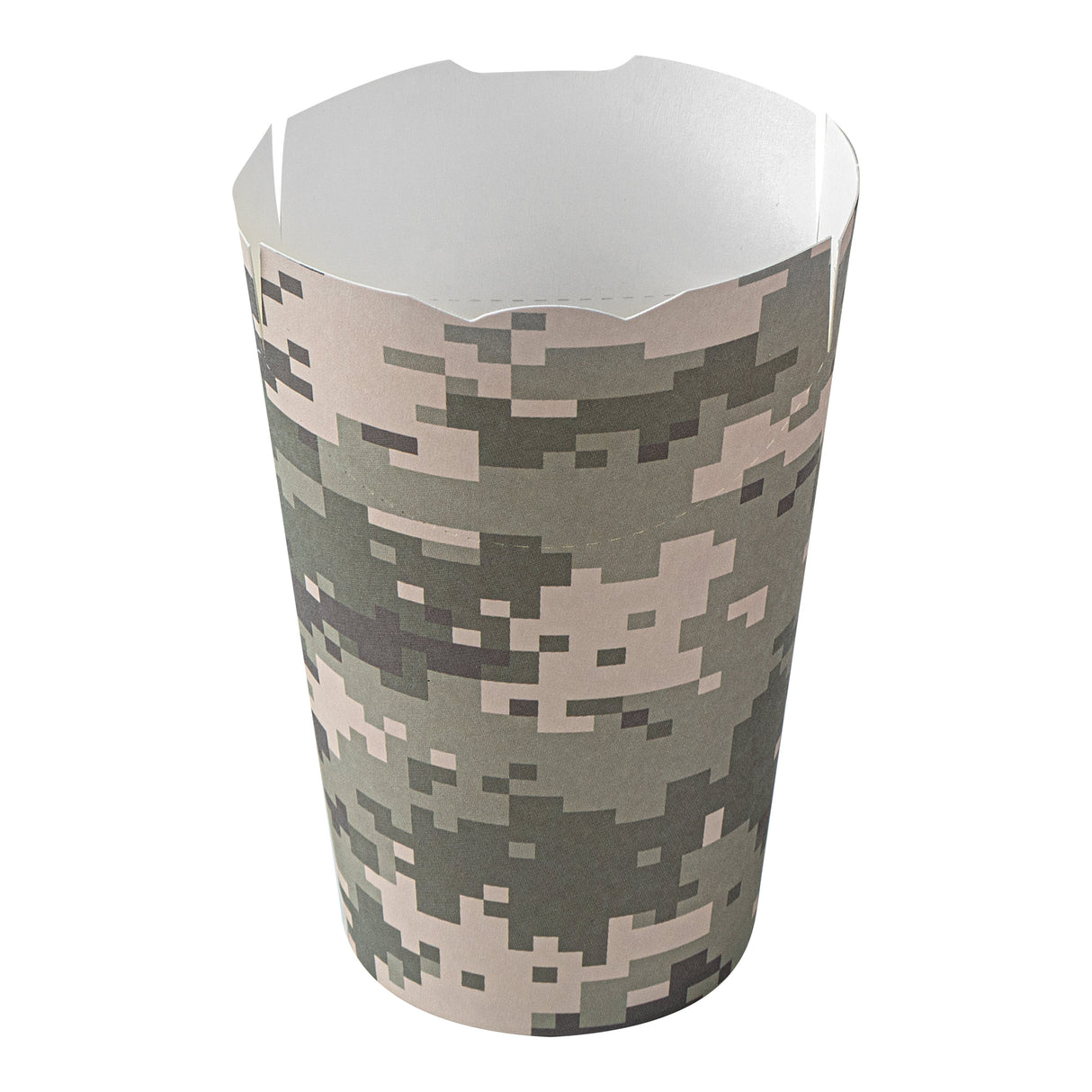 Containers, To-Go Fry & Snack, Bio Tek 16 Ounce, Paper, Camouflage, 3.25 x 3.25 x 4.25 Inch,100 - 1 EACH