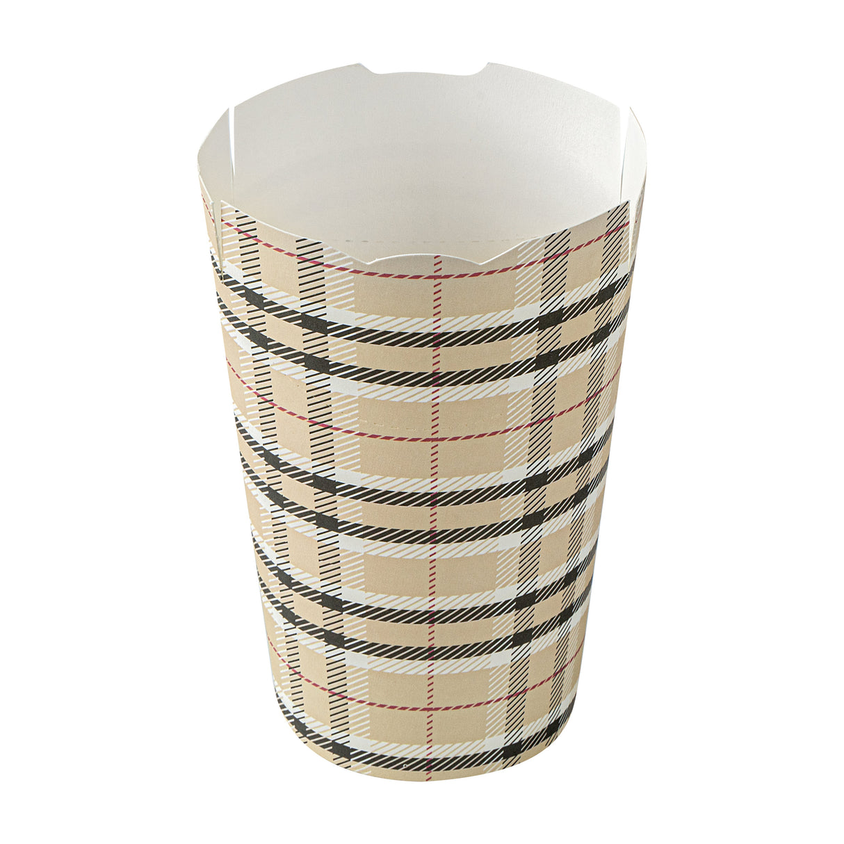 Containers, To-Go Fry & Snack, Bio Tek 16 Ounce, Paper, Plaid, 3.25 x 3.25 x 4.25 Inch,100 - 1 EACH