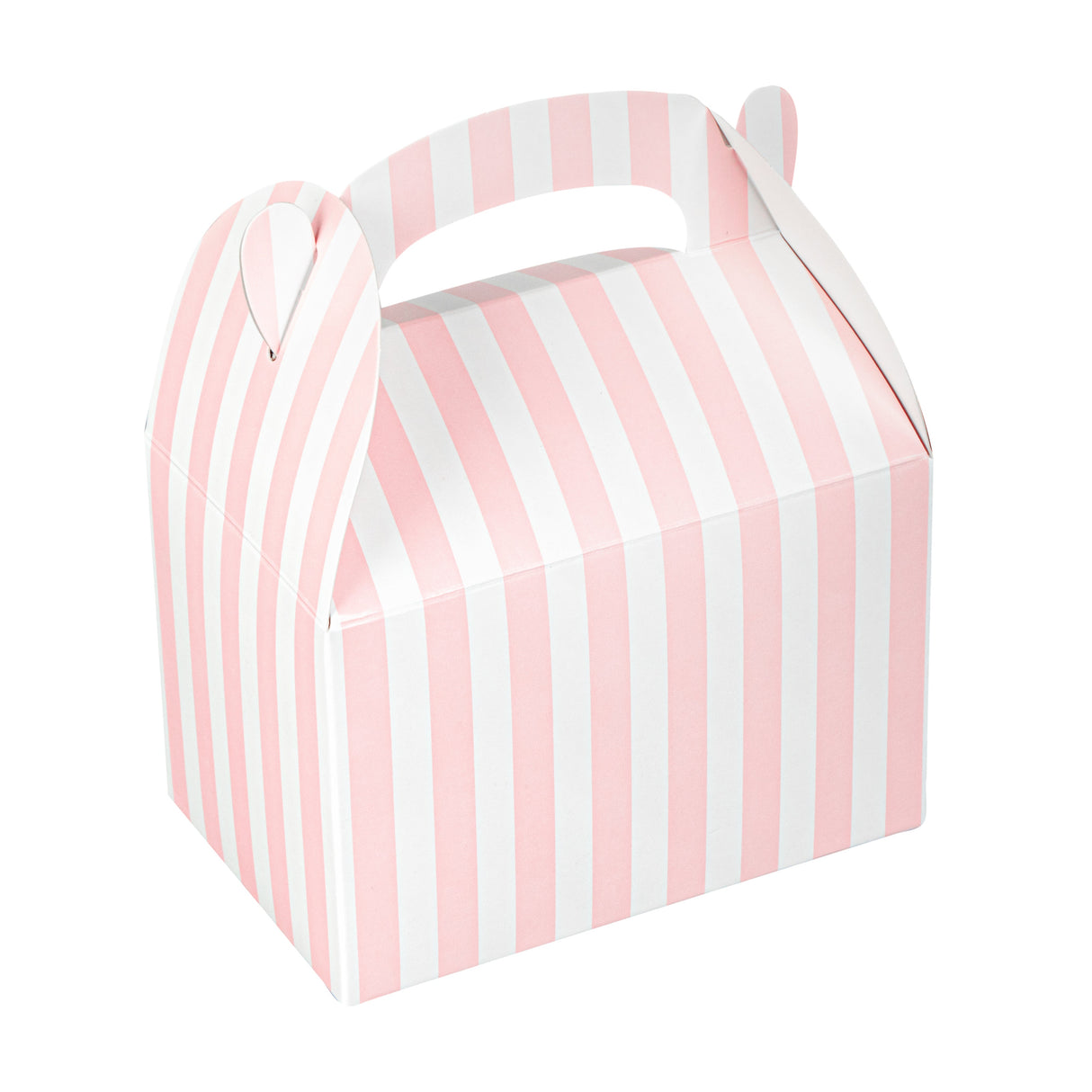 Boxes, Gable & Lunch, Bio Tek 4 x 2.50 x 2.50 Inch, Paper, Pink & White Stripe,4 - 25 COUNT
