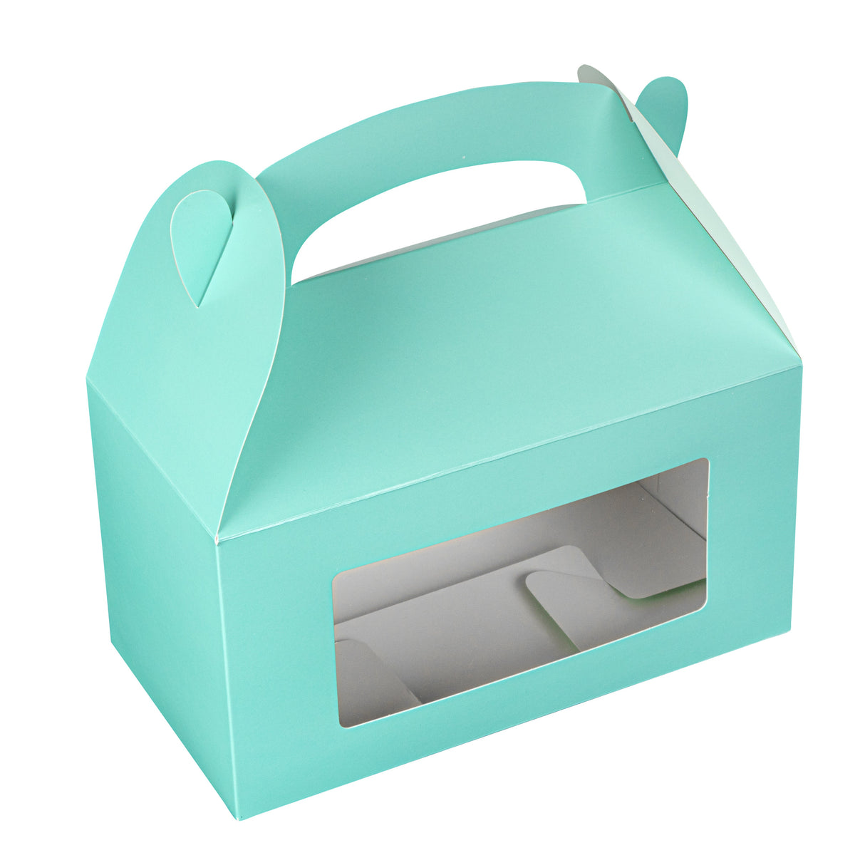 Boxes, Gable & Lunch, Bio Tek 9.50 x 5 x 5 Inch, Paper, Turquoise, with Window,4 - 25 COUNT