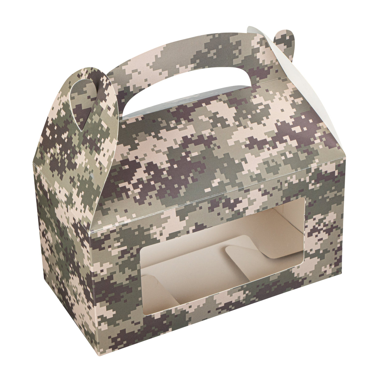 Boxes, Gable & Lunch, Bio Tek 9.50 x 5 x 5 Inch, Paper, Camouflage, with Window,4 - 25 COUNT