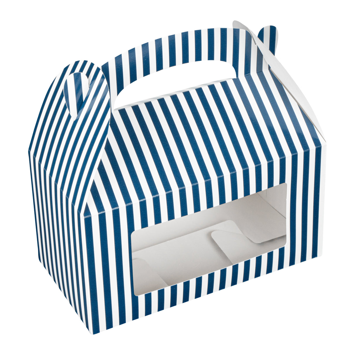 Boxes, Gable & Lunch, Bio Tek 9.50 x 5 x 5 Inch, Paper, Blue & White, with Window,4 - 25 COUNT