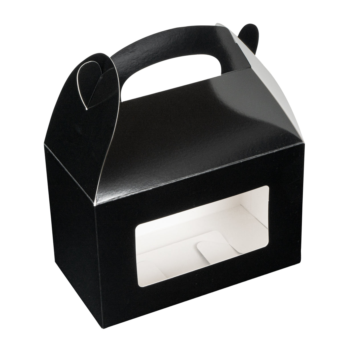 Boxes, Gable & Lunch, Bio Tek 8.50 x 4.75 x 5.50 Inch, Greaseproof Paper, Black, with Window,4 - 25 COUNT