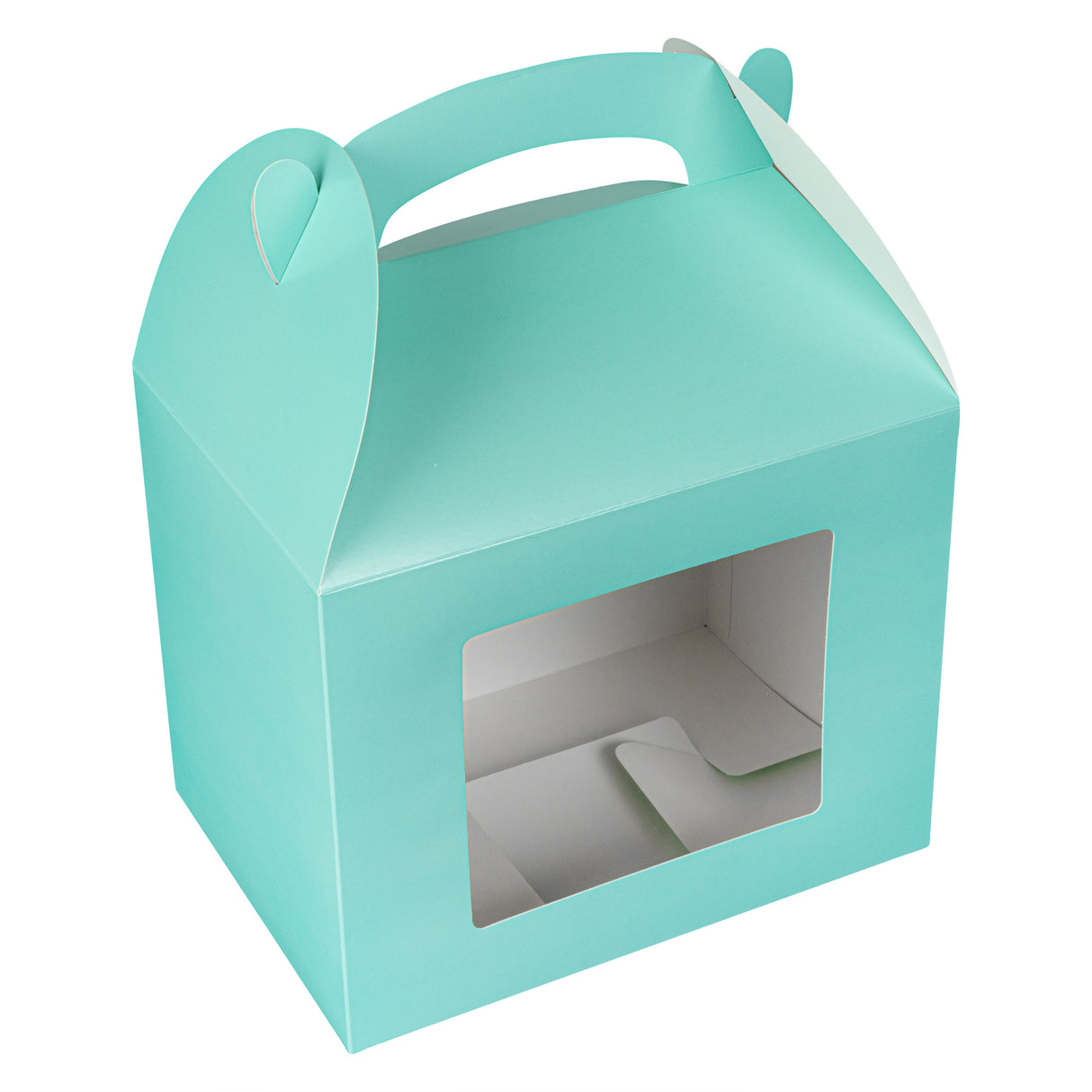 Boxes, Gable & Lunch, Bio Tek 10 x 7 x 8 Inch, Paper, Turquoise, with Window,4 - 25 COUNT