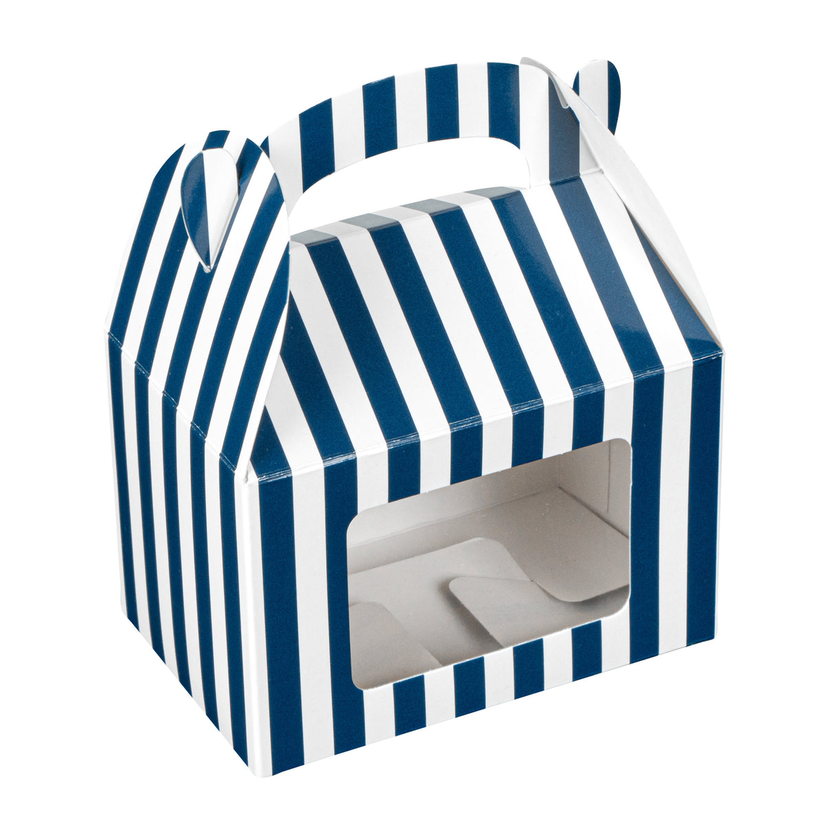 Boxes, Gable & Lunch, Bio Tek 4 x 2.50 x 2.50 Inch, Paper, Blue & White, with Window,4 - 25 COUNT