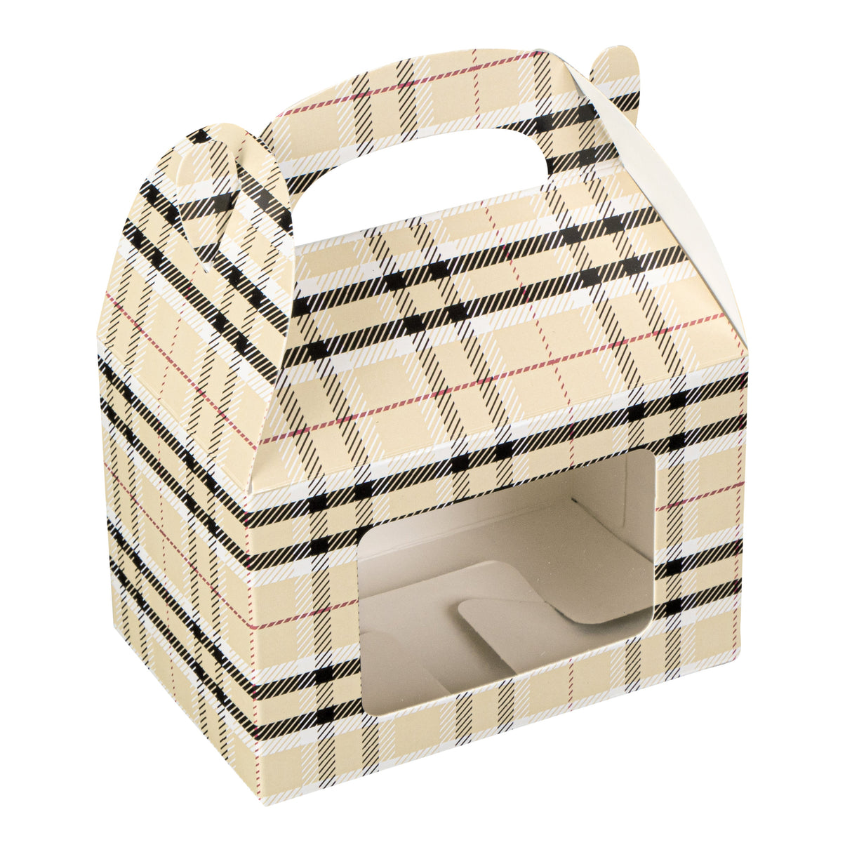 Boxes, Gable & Lunch, Bio Tek 4 x 2.50 x 2.50 Inch, Paper, Plaid, with Window,4 - 25 COUNT