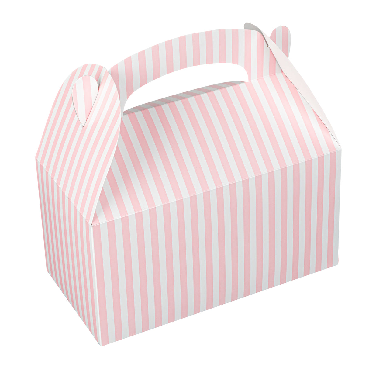 Boxes, Gable & Lunch, Bio Tek 9.50 x 5 x 5 Inch, Paper, Pink & White Stripe,4 - 25 COUNT