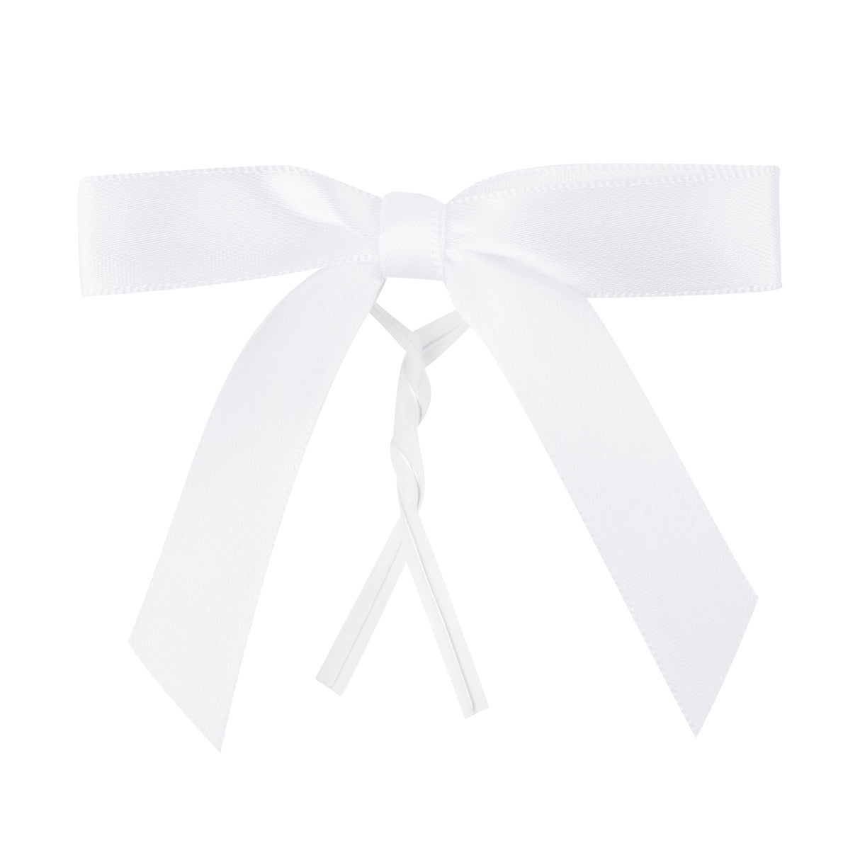 Bows, Twist Tie, Gift Tek 3 x 2.50 Inch, White, Polyester Satin,40 - 100 COUNT