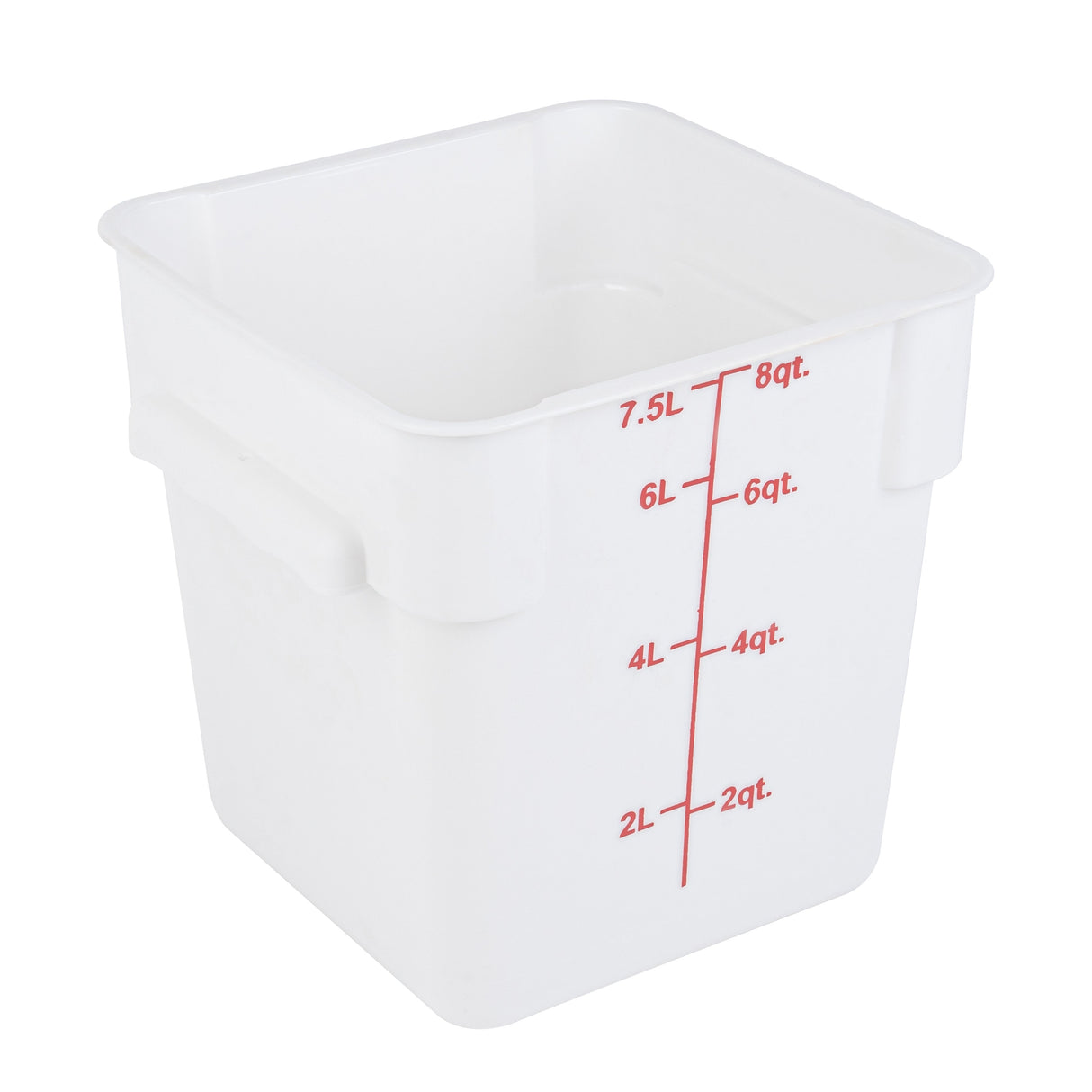 Containers, Food Storage, Met Lux 8 Quart, Square, White, 8.75 x 8.75 x 8.50 Inch, with Red Volume Markers,10 - 1 EACH