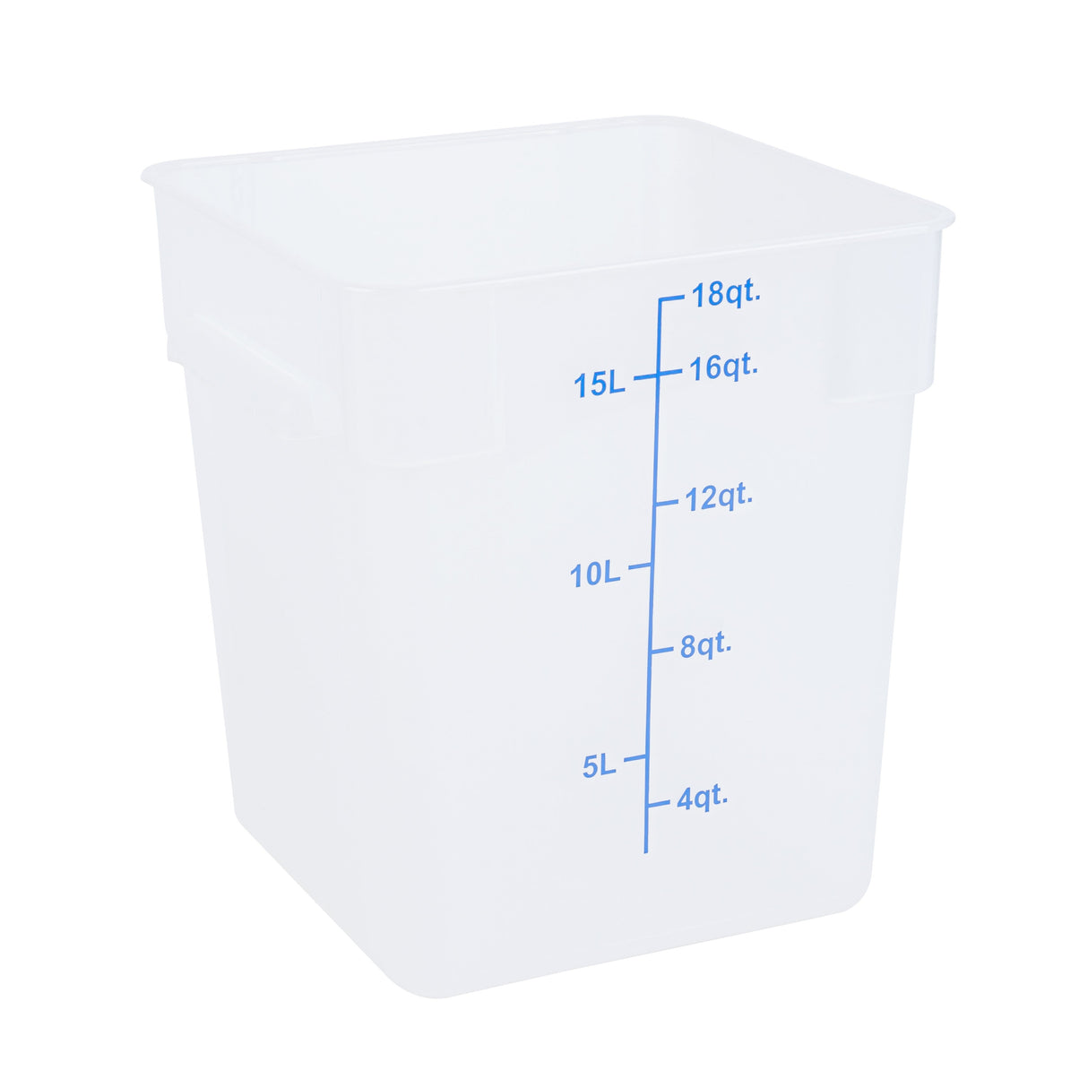 Containers, Food Storage, Met Lux 18 Quart, Square, Translucent, 11 x 11 x 12.50 Inch, with Blue Volume Markers,10 - 1 EACH