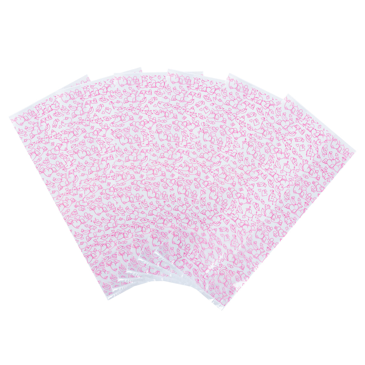 Bags, Candy, Bag Tek 5 x 3 x 11 Inch, Plastic, Winged Heart Print, Gusseted,40 - 100 COUNT