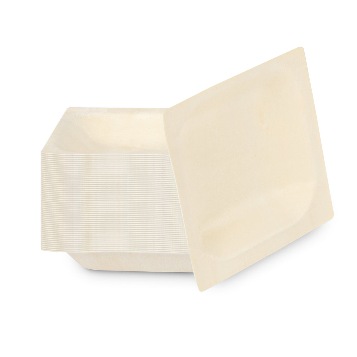 Plates, Taipei 4 x 4 Inch, Poplar Wood, Natural, Square,4 - 50 COUNT