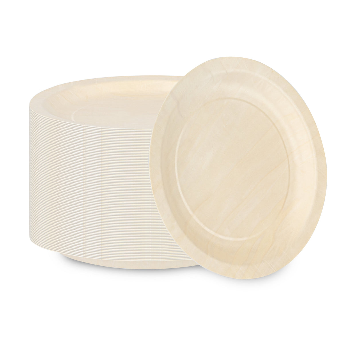 Plates, Taipei 9.50 x 9.50 x 0.50 Inch, Poplar Wood, Natural, Round,4 - 50 COUNT