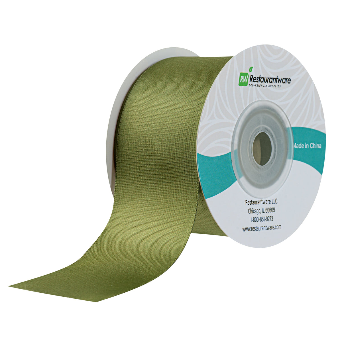 Ribbons, Satin, Gift Tek 1.50 Inch, Single-Face, Spring Moss Green, Polyester, 10 Yard,1 - 30 FOOT