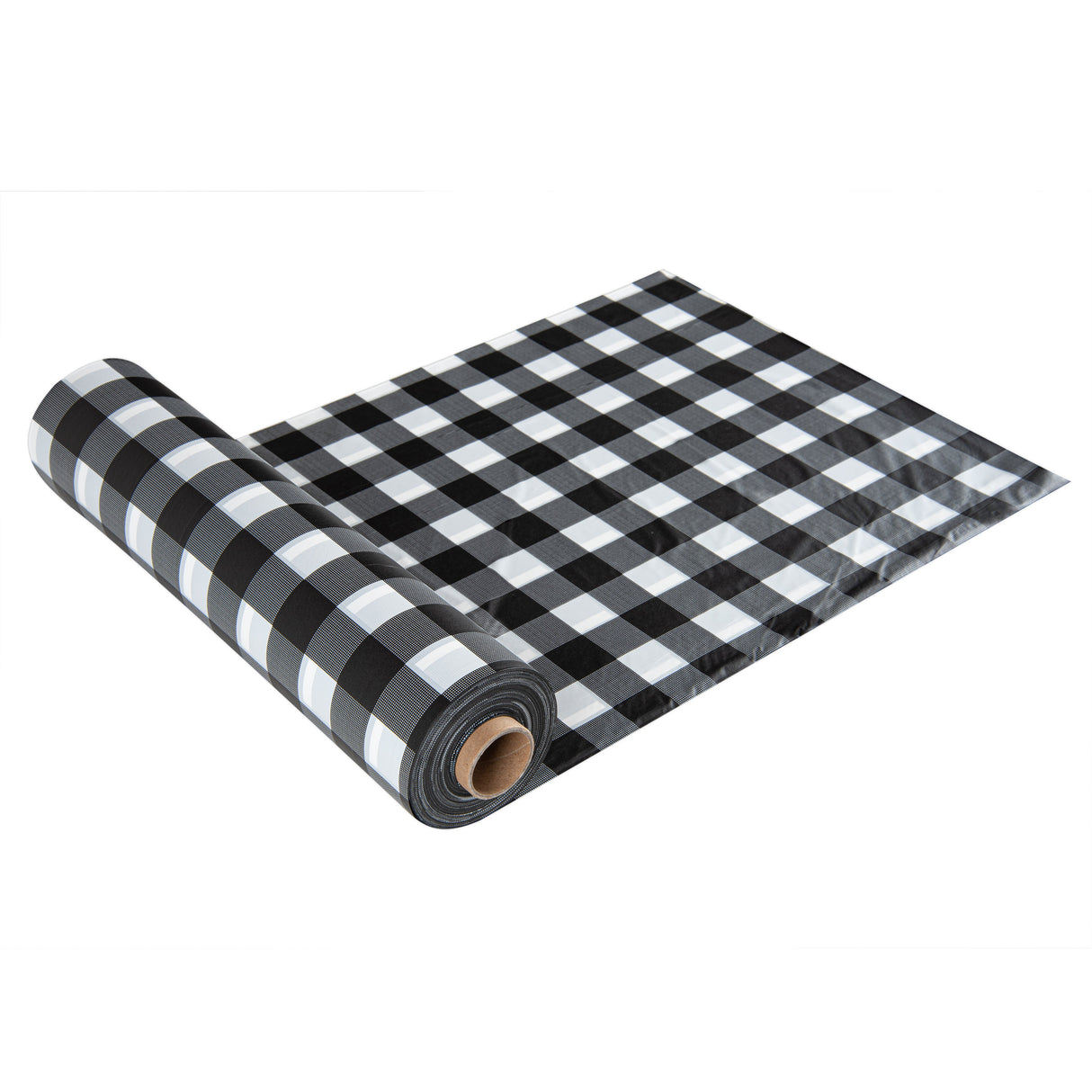 Cover Roll, Table, Table Tek 54 Inch x 100 Foot, Plastic, Black Gingham, with Slide Cutter,1 - 100 FOOT