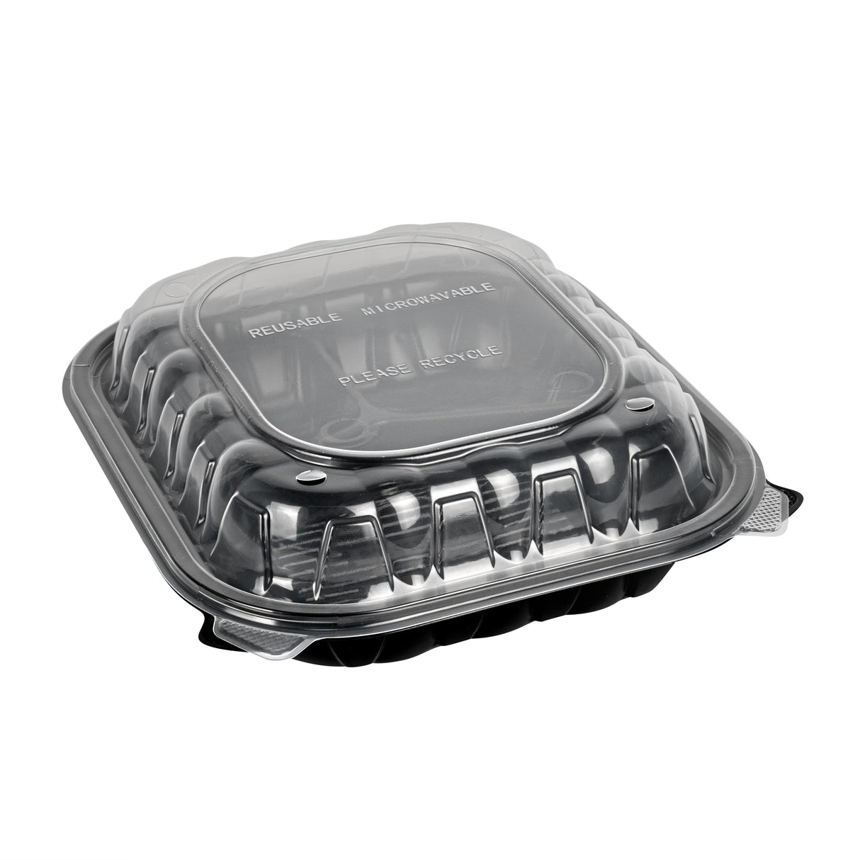 Containers, 3-Compartment, Thermo Tek 54 Ounce, Plastic, Black, 10.25 x 9 x 3 Inch, Clamshell,50 - 1 EACH