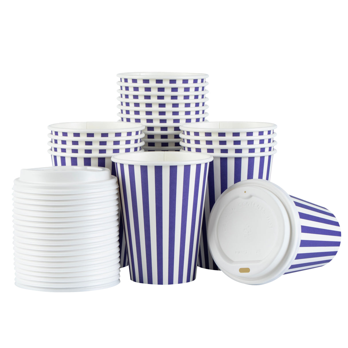 Cups, Hot, Restpresso 12 Ounce, Paper, Purple & White, Single Wall, 3.50 x 3.50 x 4.75 Inch, with White Lid,20 - 1 EACH