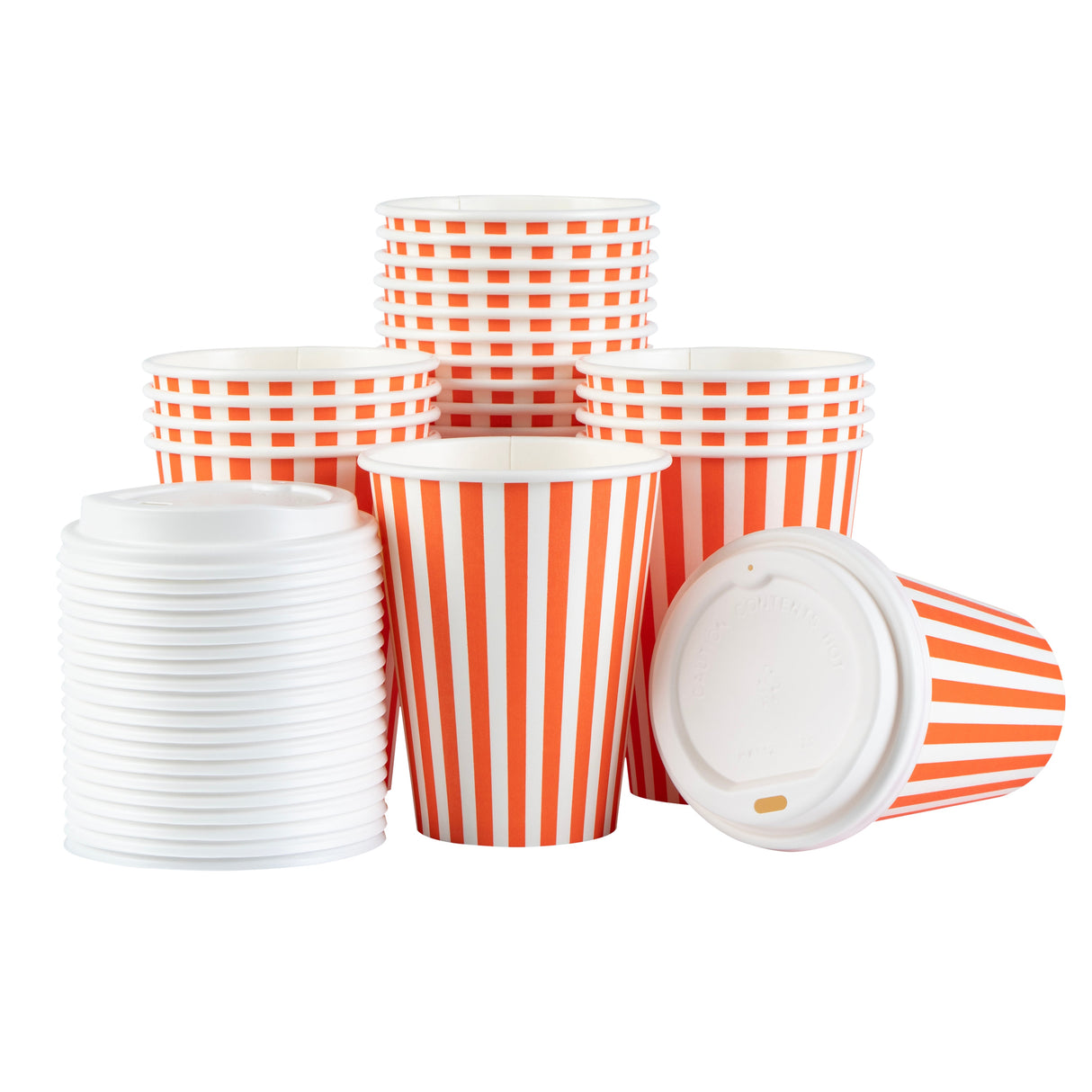 Cups, Hot, Restpresso 12 Ounce, Paper, Orange & White, Single Wall, 3.50 x 3.50 x 4.75 Inch, with White Lid,20 - 1 EACH