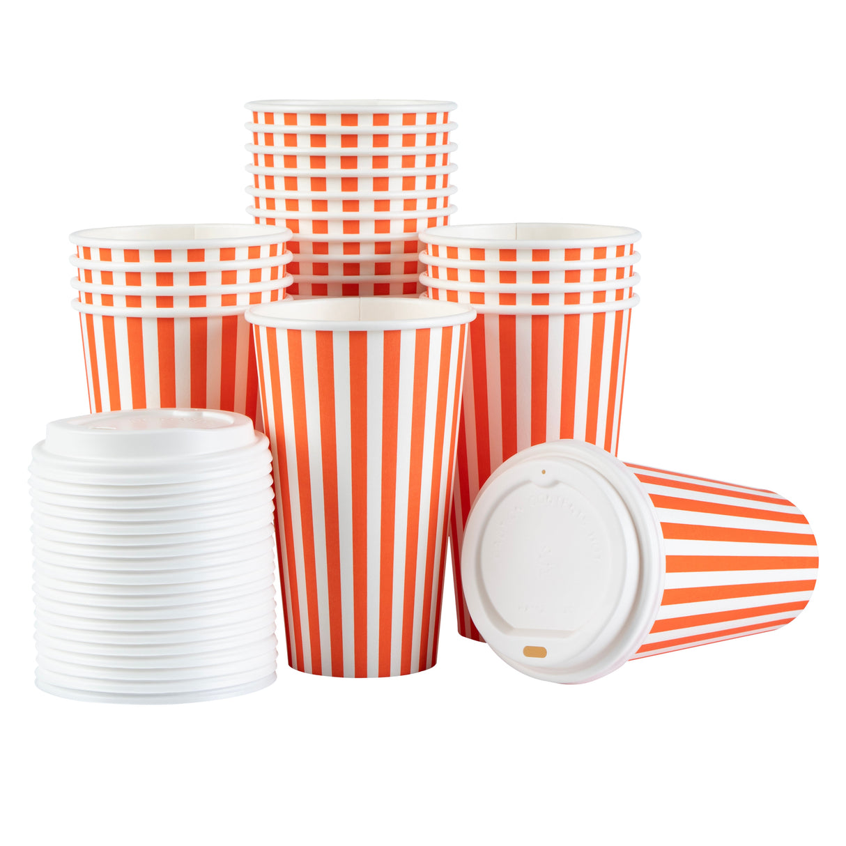Cups, Hot, Restpresso 16 Ounce, Paper, Orange & White, Single Wall, 3.50 x 3.50 x 5.75 Inch, with White Lid,20 - 1 EACH