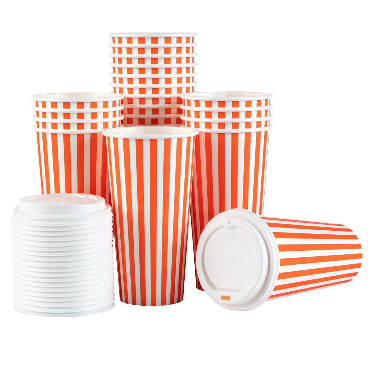 Cups, Hot, Restpresso 20 Ounce, Paper, Orange & White, Single Wall, 3.50 x 3.50 x 6.50 Inch, with White Lid,20 - 1 EACH