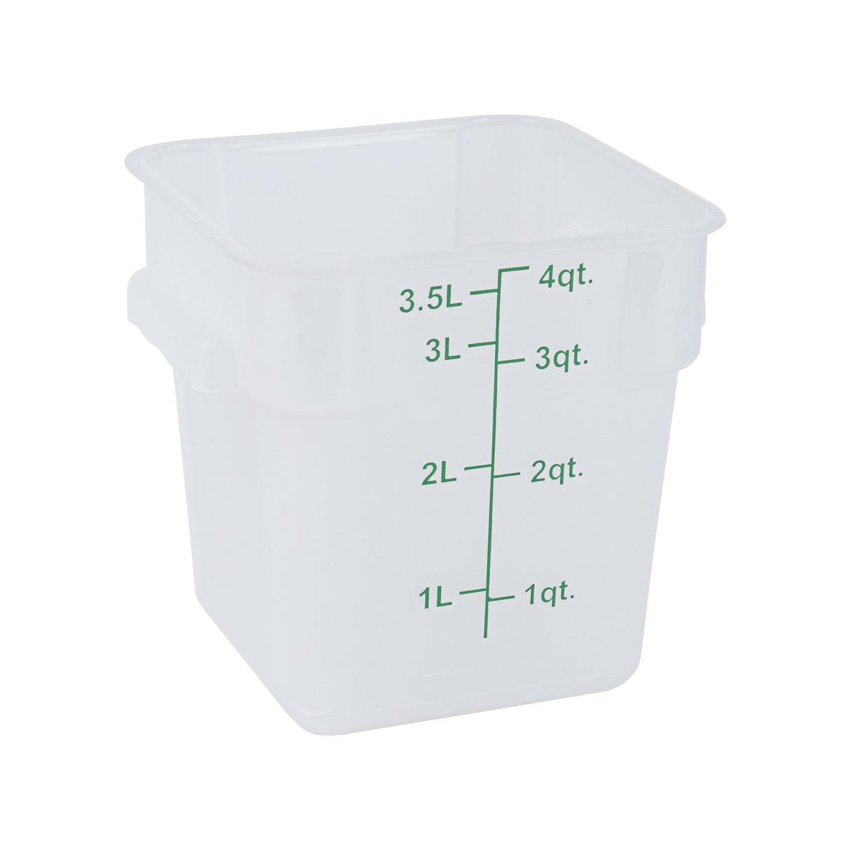 Containers, Food Storage, Met Lux 4 Quart, Square, Translucent, 7 x 7 x 7.50 Inch, with Green Volume Markers,10 - 1 EACH