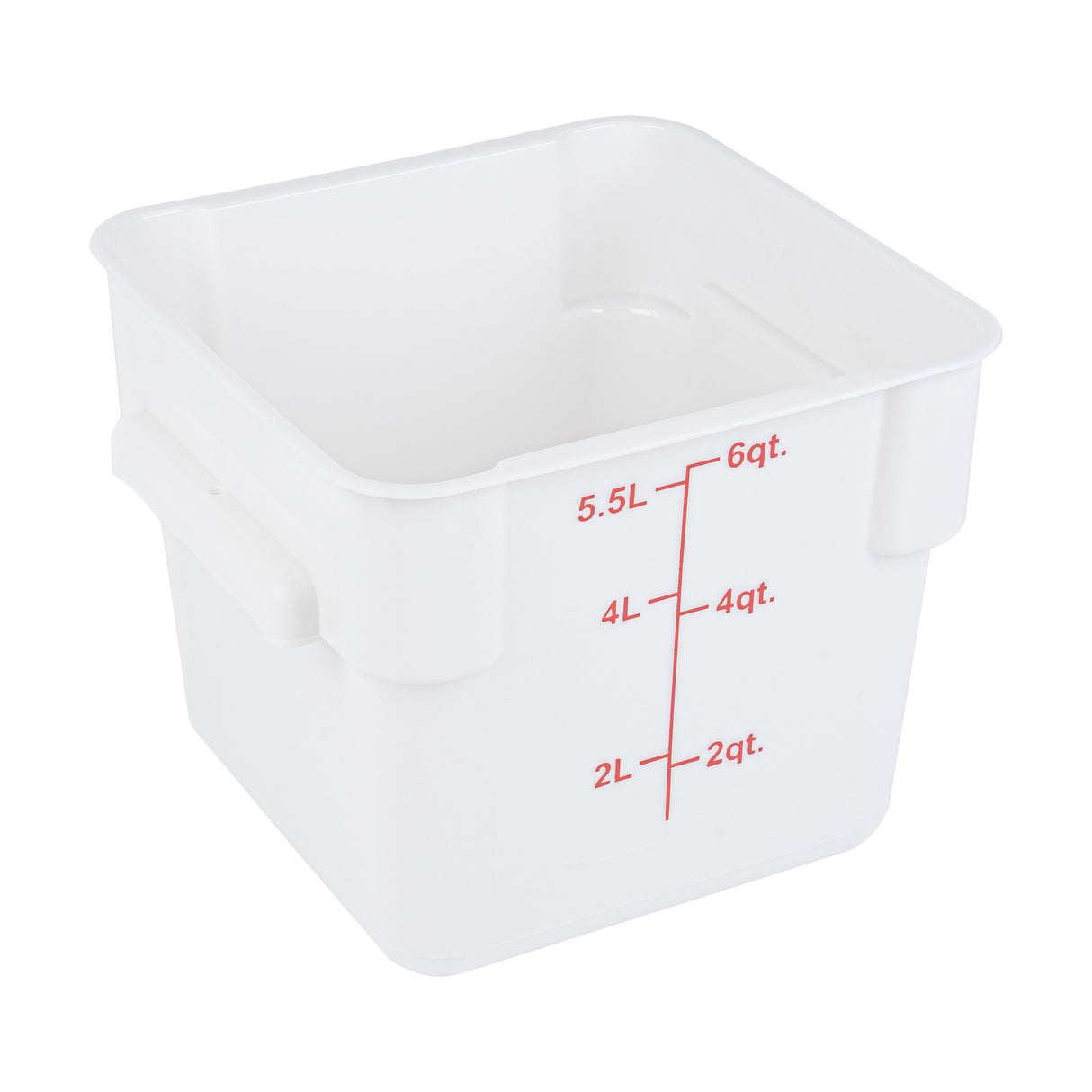 Containers, Food Storage, Met Lux 6 Quart, Square, White, 9 x 9 x 7.50 Inch, with Red Volume Markers,10 - 1 EACH