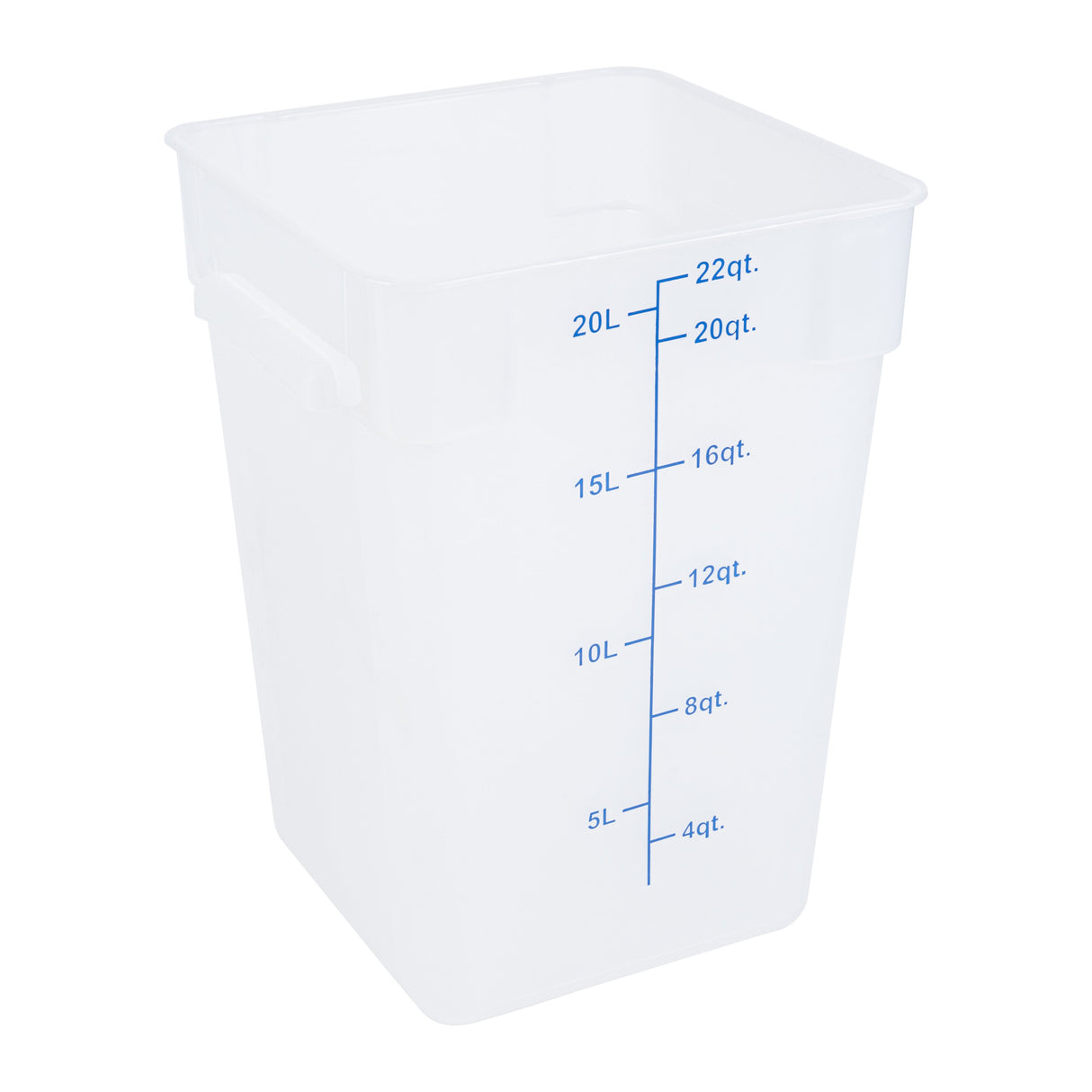 Containers, Food Storage, Met Lux 22 Quart, Square, Translucent, 11 x 11 x 15.50 Inch, with Blue Volume Markers,10 - 1 EACH