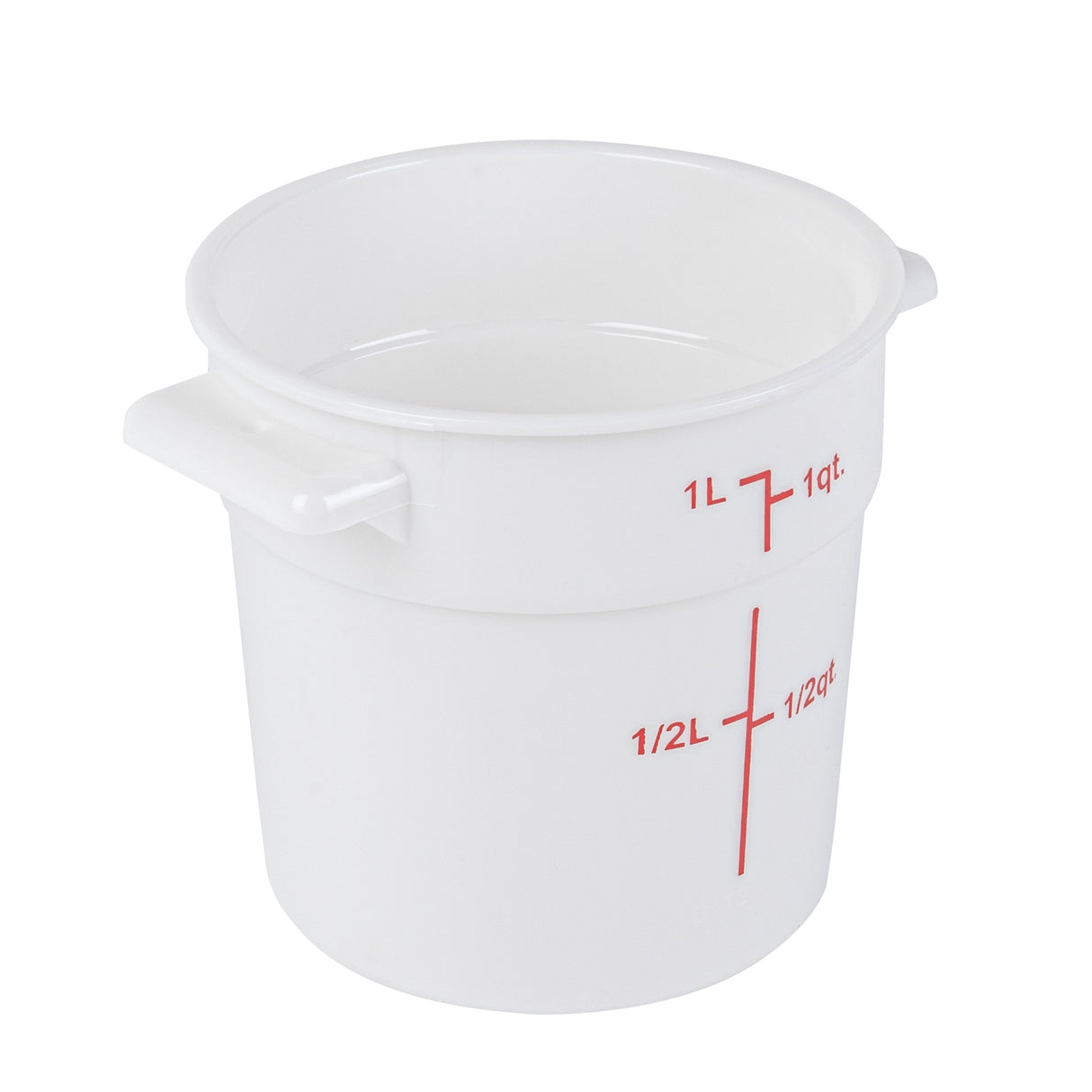 Containers, Food Storage, Met Lux 1 Quart, Round, White, 5 x 5 x 5 Inch, with Red Volume Markers,10 - 1 EACH