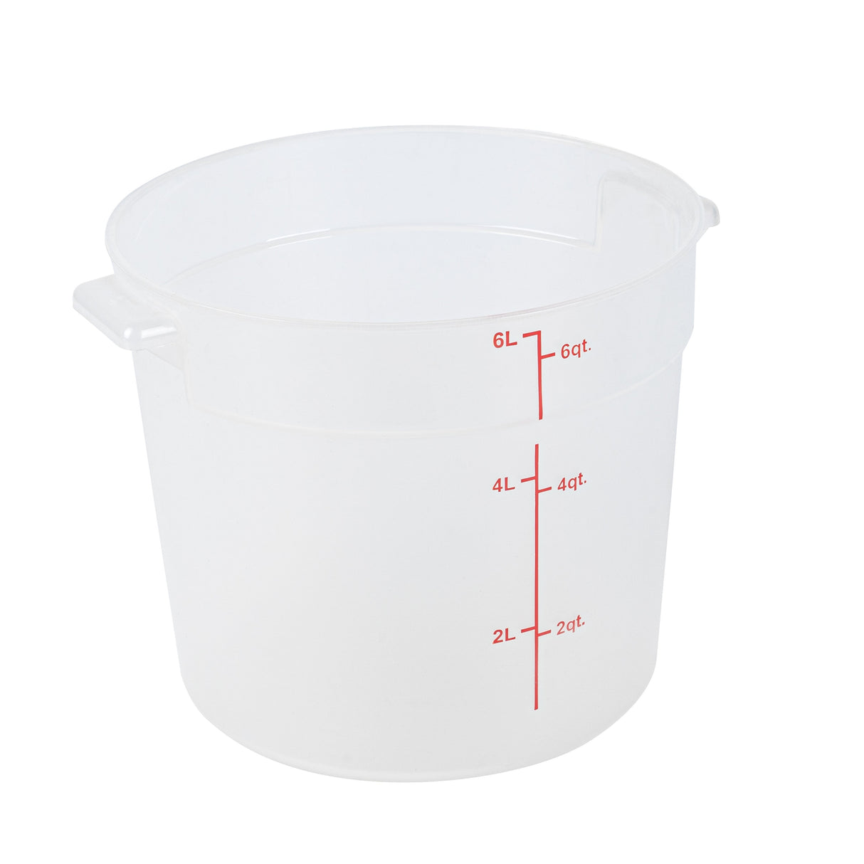 Containers, Food Storage, Met Lux 6 Quart, Round, Translucent, 8.75 x 8.75 x 7.75 Inch, with Red Volume Markers,10 - 1 EACH
