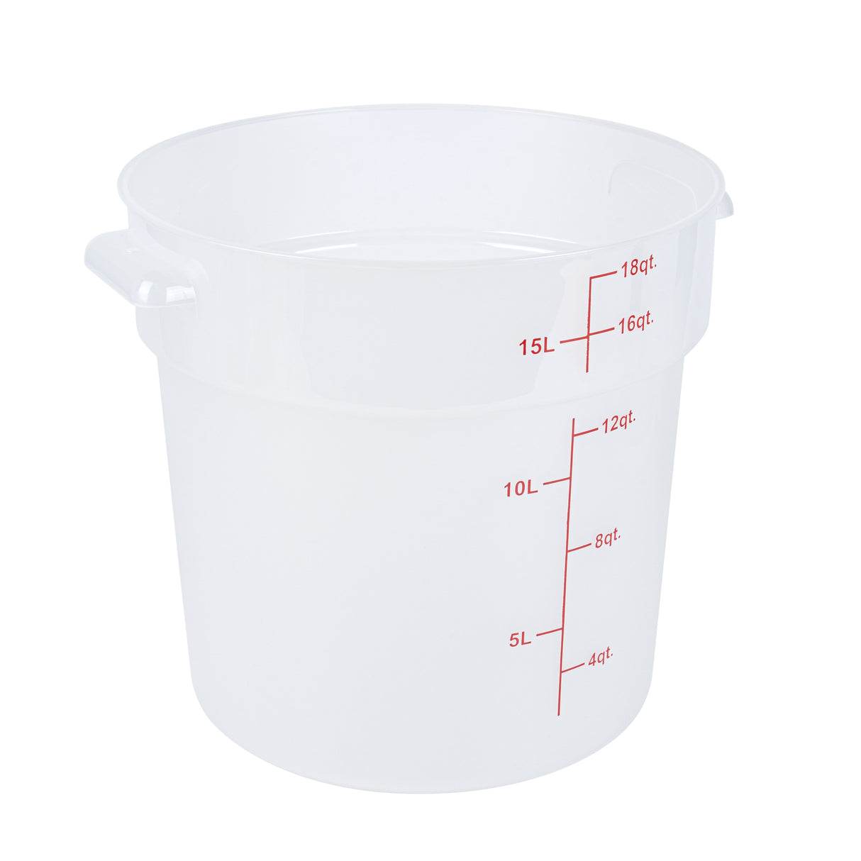 Containers, Food Storage, Met Lux 18 Quart, Round, Translucent, 12.25 x 12.25 x 12 Inch, with Red Volume Markers,10 - 1 EACH