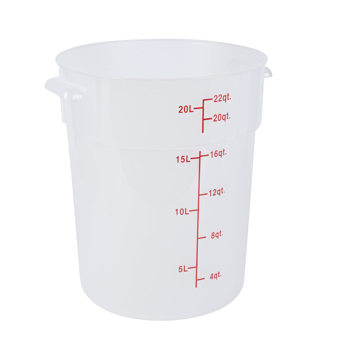 Containers, Food Storage, Met Lux 22 Quart, Round, Translucent, 12.25 x 12.25 x 15 Inch, with Red Volume Markers,10 - 1 EACH