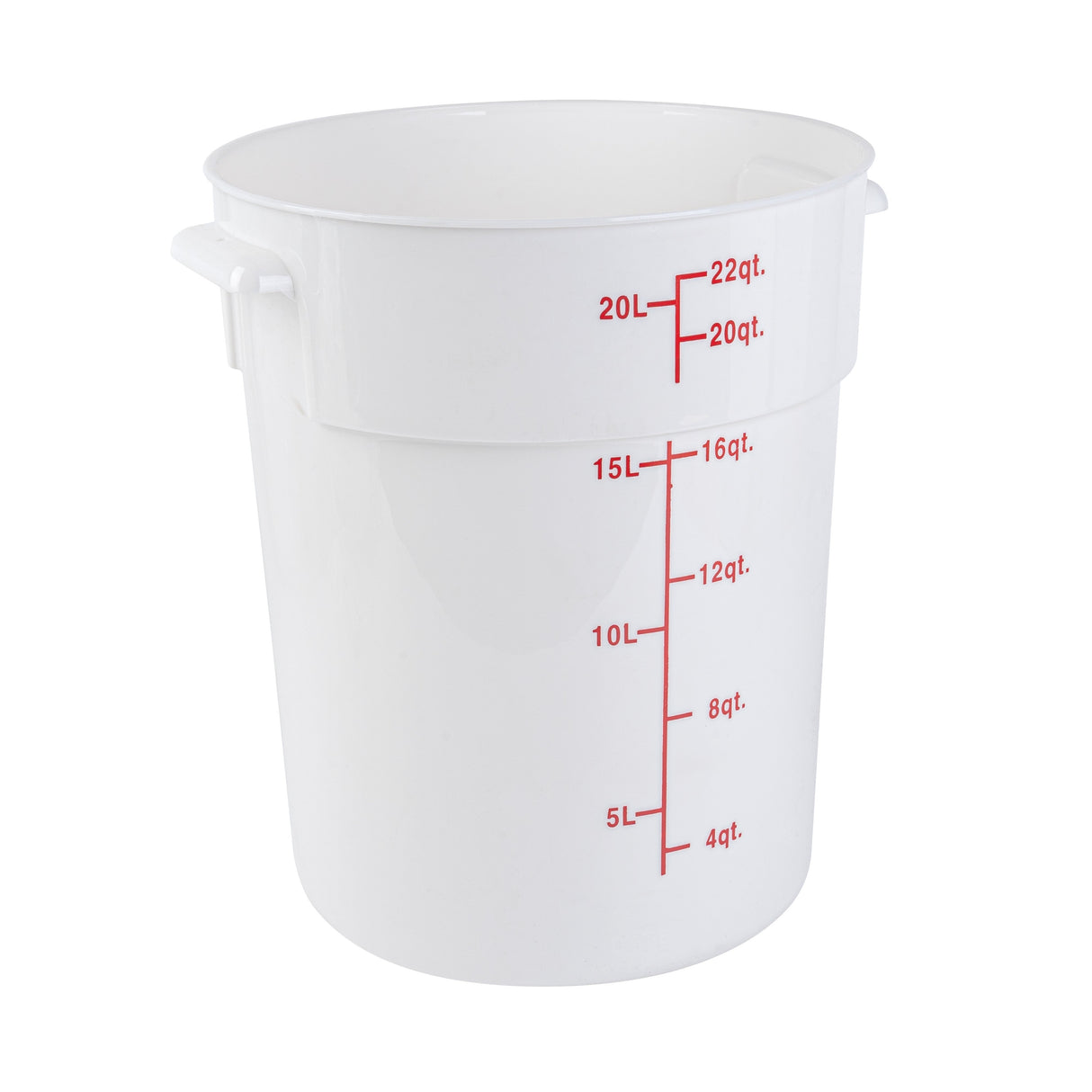 Containers, Food Storage, Met Lux 22 Quart, Round, White, 12.25 x 12.25 x 15 Inch, with Red Volume Markers,10 - 1 EACH