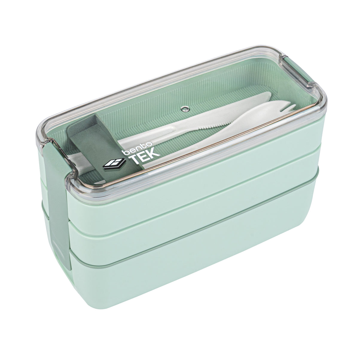 Boxes, Lunch, Bento Tek 30 Ounce, Microwave-Safe, Green, 7.50 x 3.25 x 4.50 Inch, with Fork & Knife,10 - 1 EACH