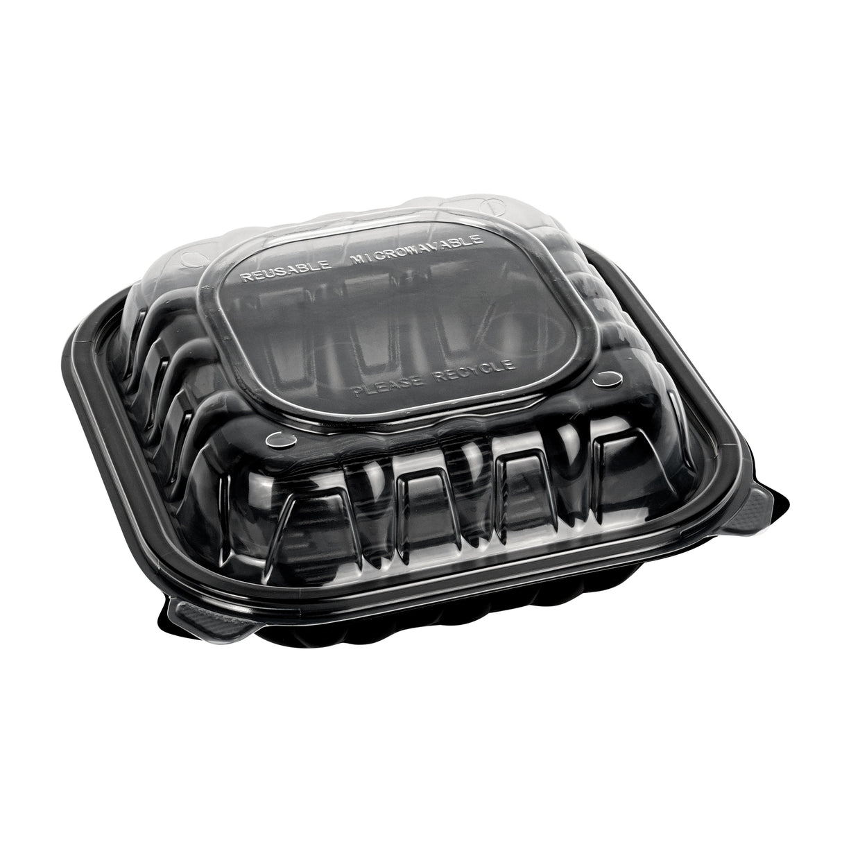 Containers, Thermo Tek 34 Ounce, Plastic, Black, 8 x 8 x 3 Inch, Clamshell,2 - 50 COUNT