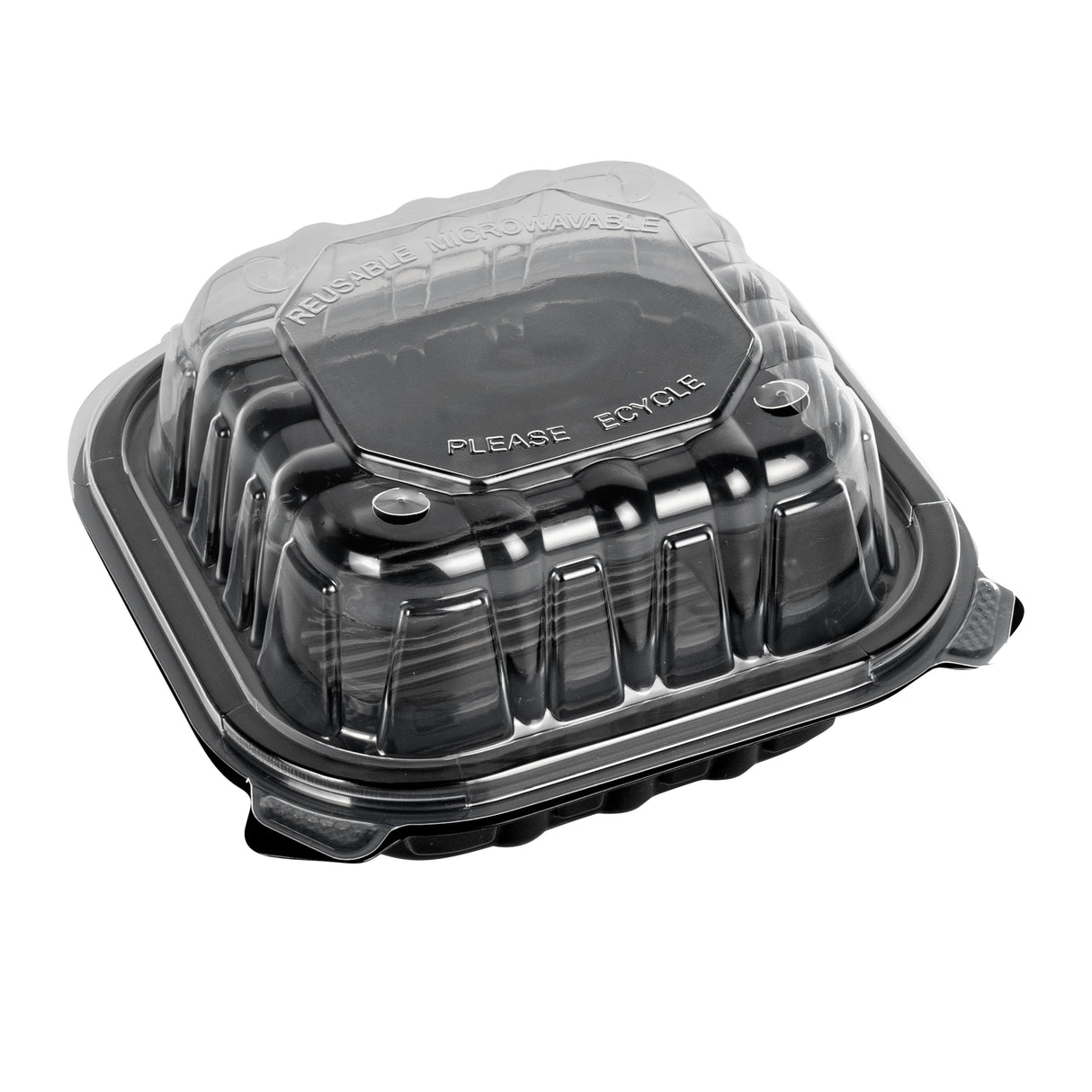 Containers, Thermo Tek 16 Ounce, Plastic, Black, 6 x 6 x 3 Inch, Clamshell,2 - 50 COUNT