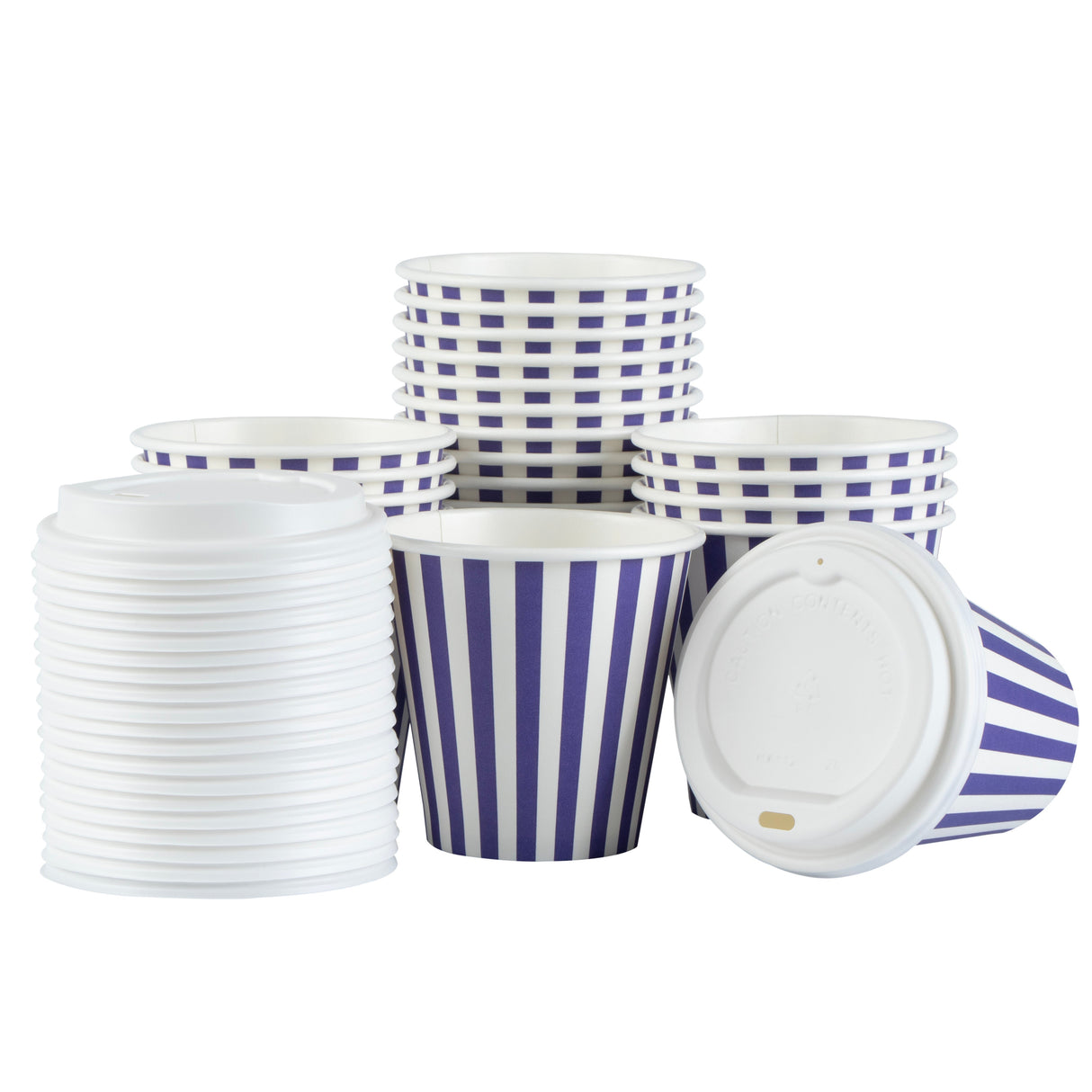 Cups, Hot, Restpresso 8 Ounce, Paper, Purple & White, Single Wall, 3.50 x 3.50 x 4 Inch, with White Lid,20 - 20 COUNT