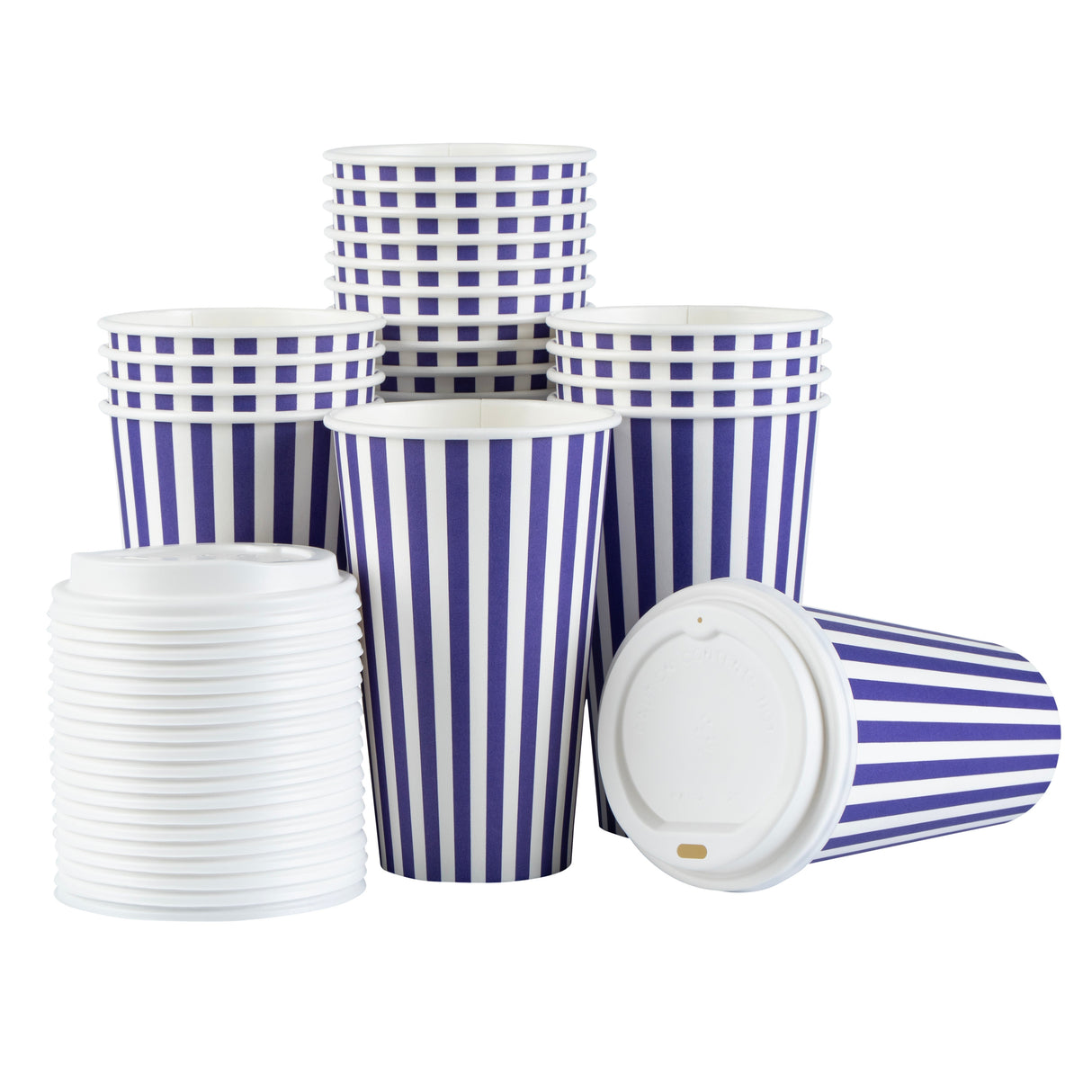 Cups, Hot, Restpresso 16 Ounce, Paper, Purple & White, Single Wall, 3.50 x 3.50 x 5.75 Inch, with White Lid,20 - 20 COUNT