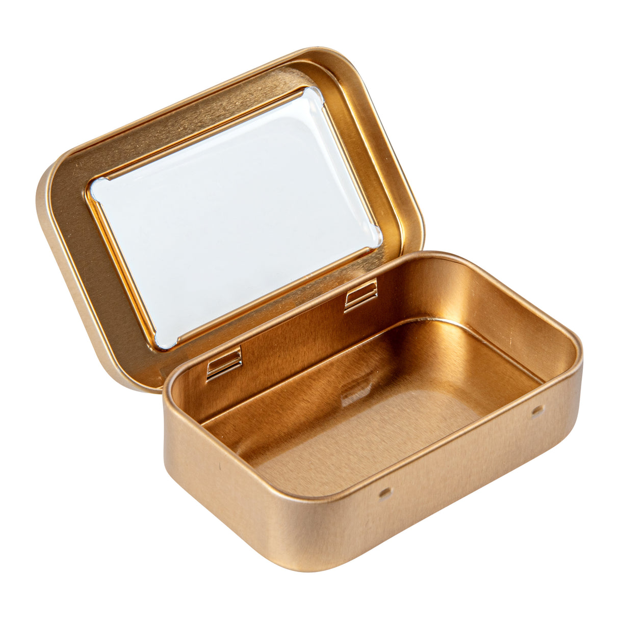 Containers, RW Base 2 Ounce, Gold, Tin, Rectangular, with Window Lid,10 - 1 EACH