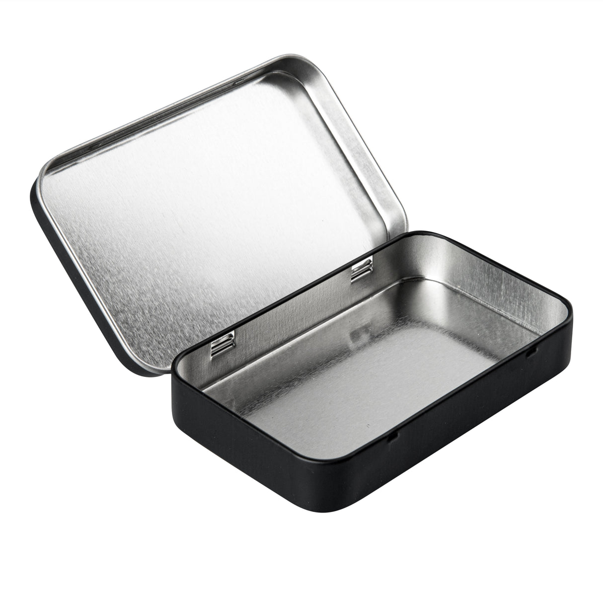 Containers, RW Base 2 Ounce, Black, Tin, Rectangular, with Hinged Lid,10 - 1 EACH