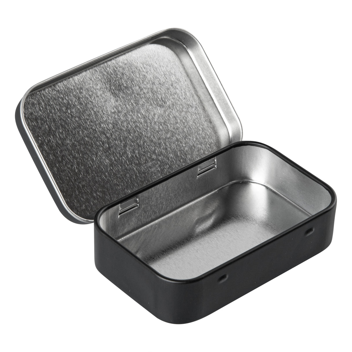 Containers, RW Base 2 Ounce, Black, Tin, Rectangular, with Hinged Lid,10 - 1 EACH