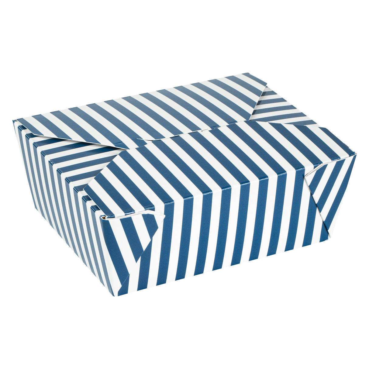 Containers, Take-Out, Bio Tek 45 Ounce, Paper, Blue & White Stripe, 6.75 x 5.50 x 2.50 Inch, #8, Rectangular,50 - 1 EACH