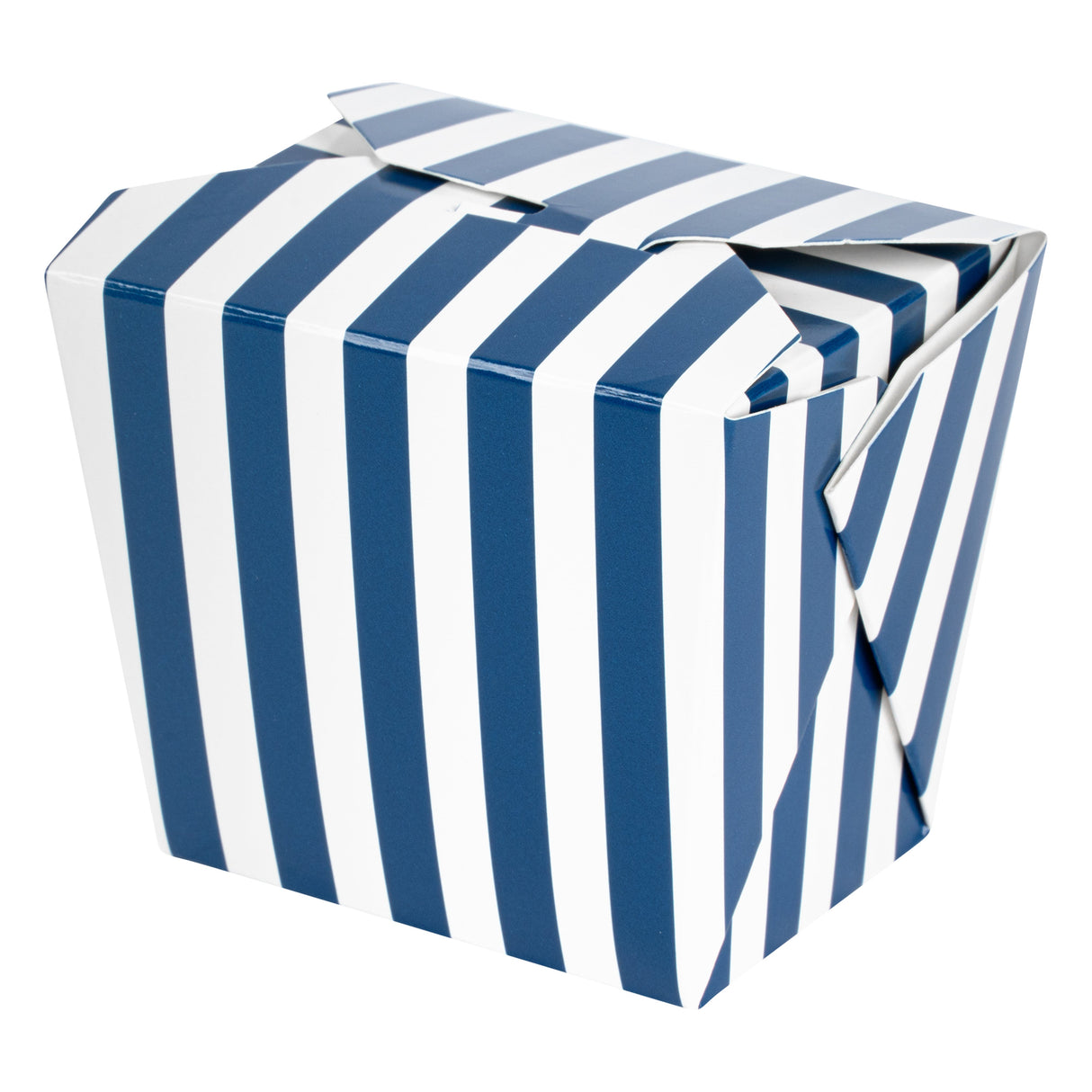Containers, Noodle Take-Out, Bio Tek 8 Ounce, Paper, Blue & White Stripe, Square,50 - 1 EACH