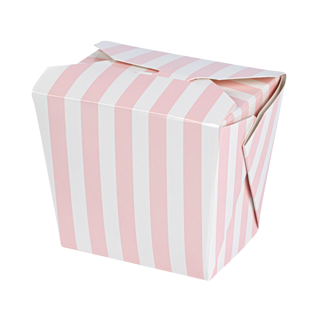 Containers, Noodle Take-Out, Bio Tek 8 Ounce, Paper, Pink & White Stripe, Square,50 - 1 EACH